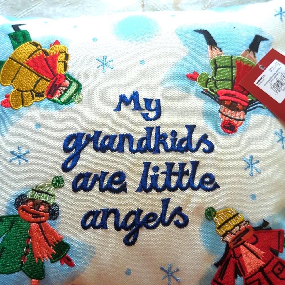 NWT ST.NICHOLAS SQUARE throw pillow, my Grandkids are Angels